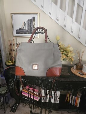 Dooney & Bourke Brenna satchel in elephant gray pebble leather